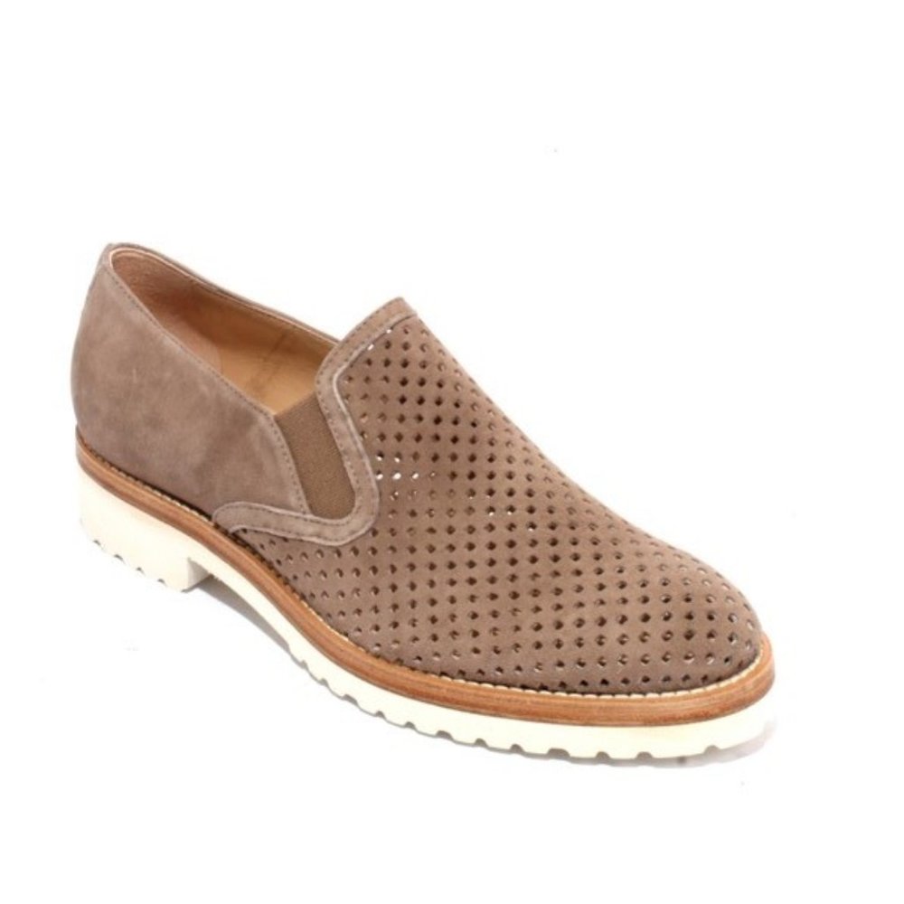 ITALIAN Brown Suede Elastic Slip On Flats Shoes